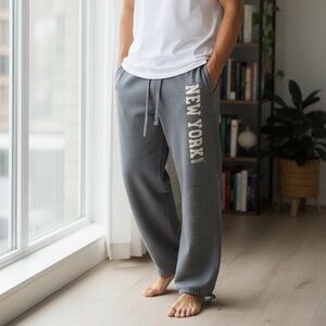 #180 campus crew Gray Sweatpants with New York Print